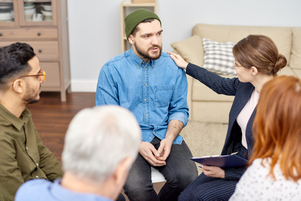 group therapy session for people in a residential treatment program