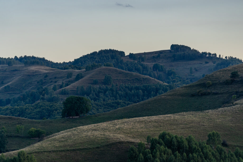 Mountain landscape in evening, Apuseni mountains, Romania.